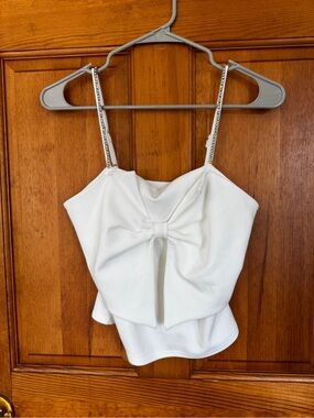 Willow White Bow-Front Camisole with Chain Straps